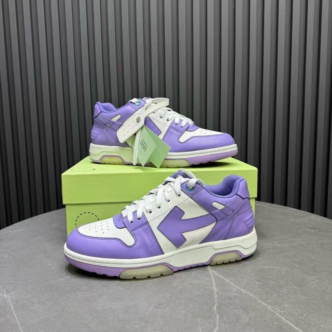 2025 Unisex Off-White Purple White Leather Sneakers KFY00320