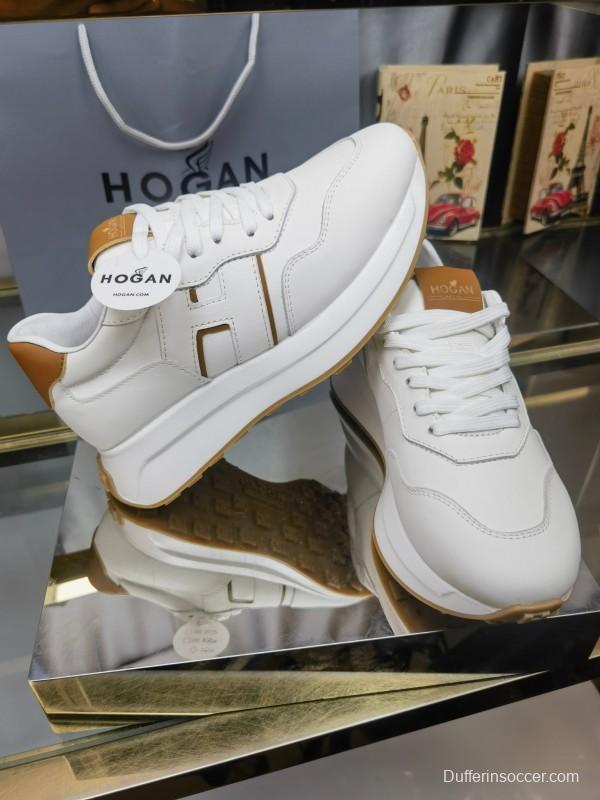 2025 Women HOGAN White Beige Leather Sneakers LY00360(F)