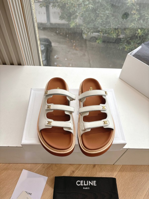 2025 CELINE White Leather Sandals