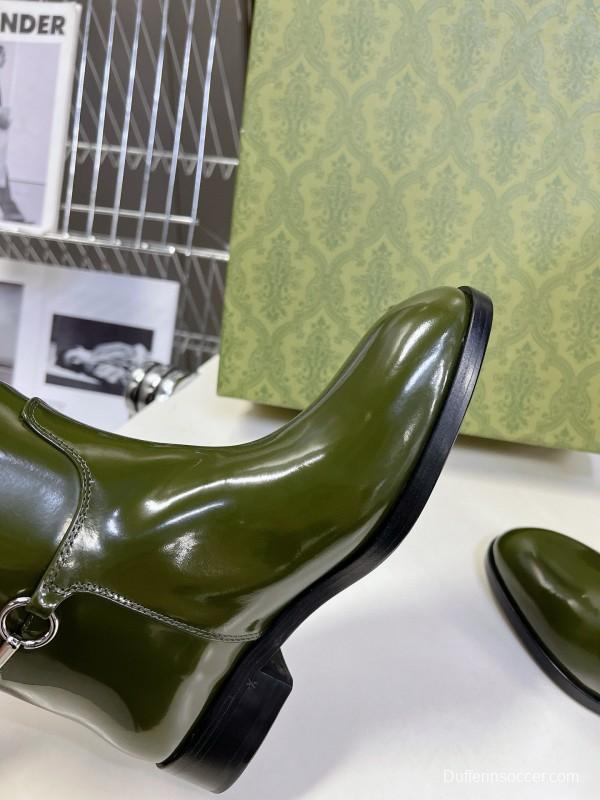 2024 Women Gucci Green Leather Boots Handmade MJ00620
