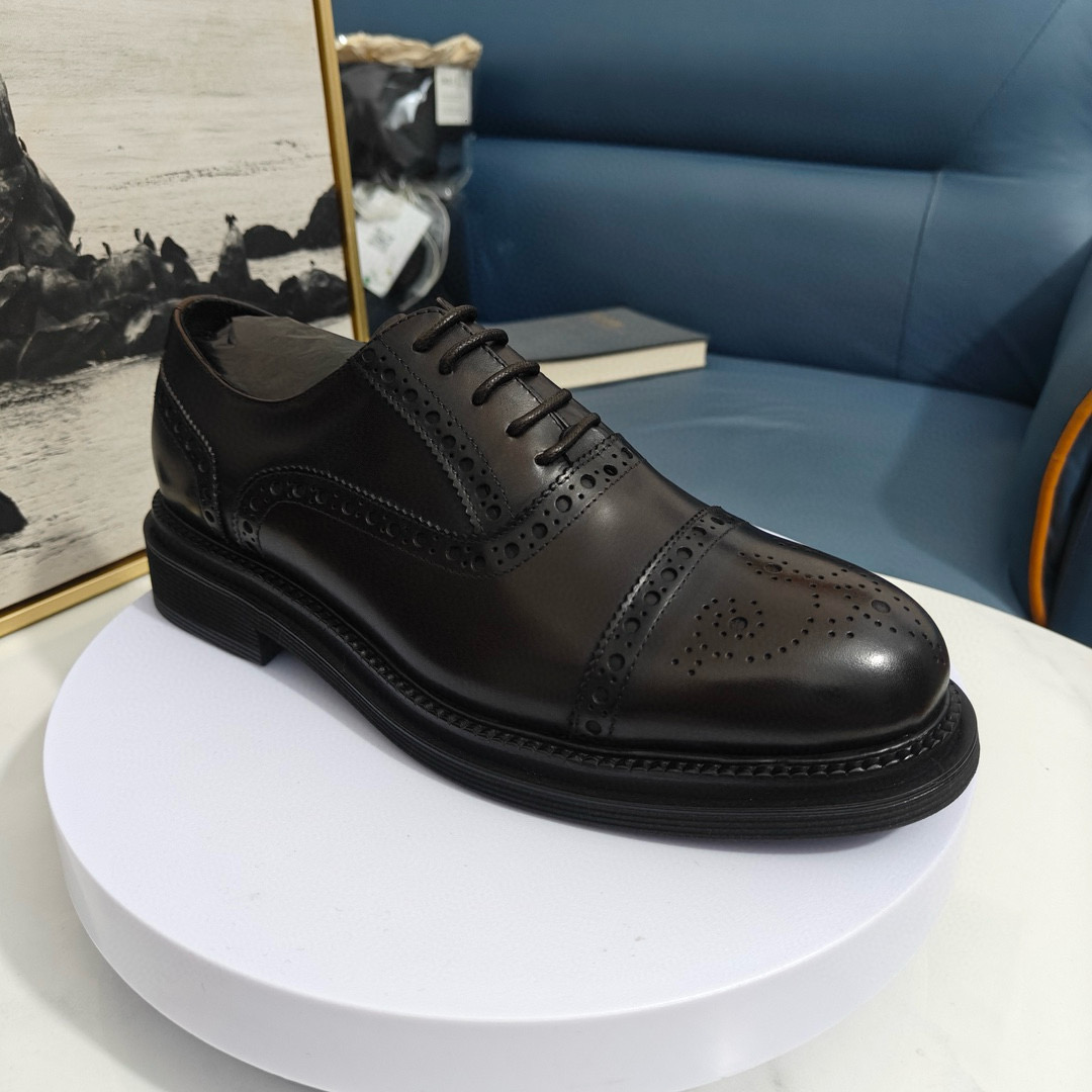 2024 Men Dolce & Gabbana Black Leather Derby Shoes MJ00420