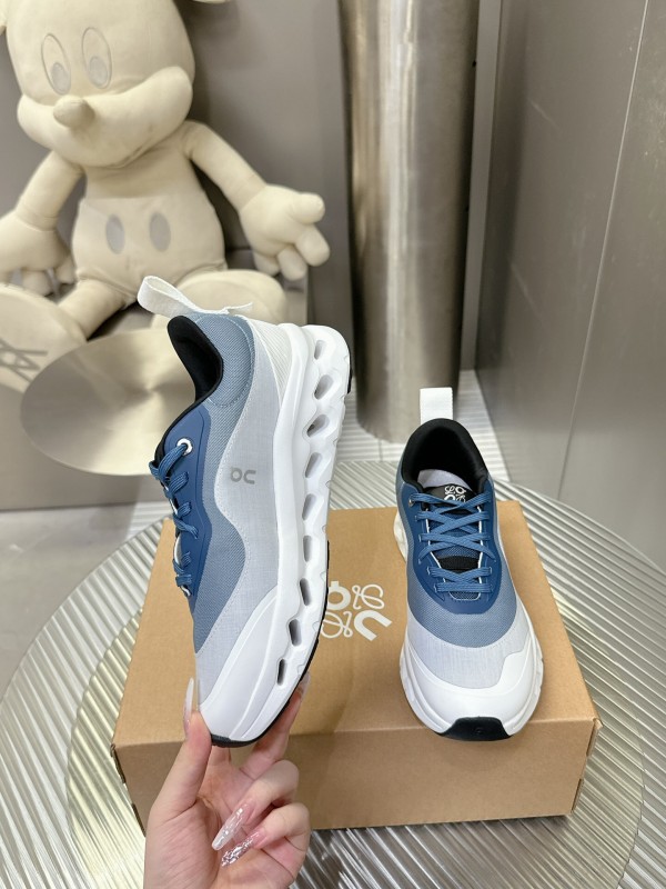 2025 Unisex Loewe Blue Grey White Leather Mesh Sneakers