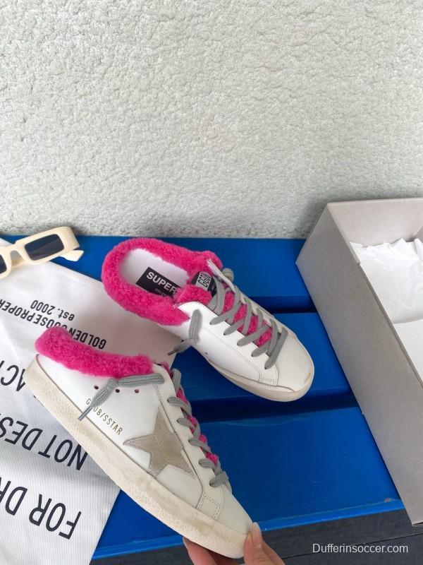 2024 Slippers GGDB White Pink Shearling Slippers MJ00280