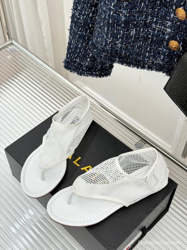 2025 Women ALAIA White Mesh Slippers