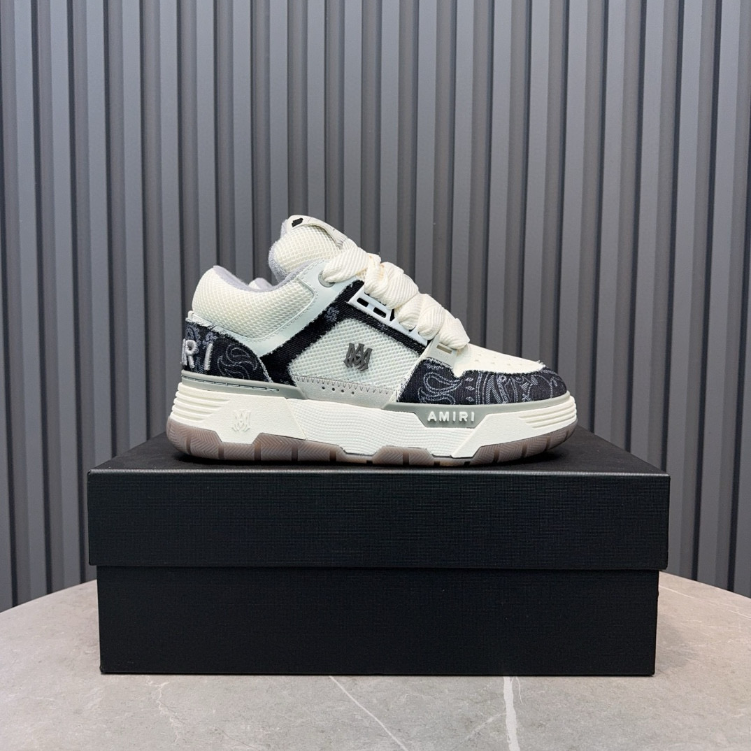 2024 Unisex Amiri White Black Leather Sneakers MJ00360