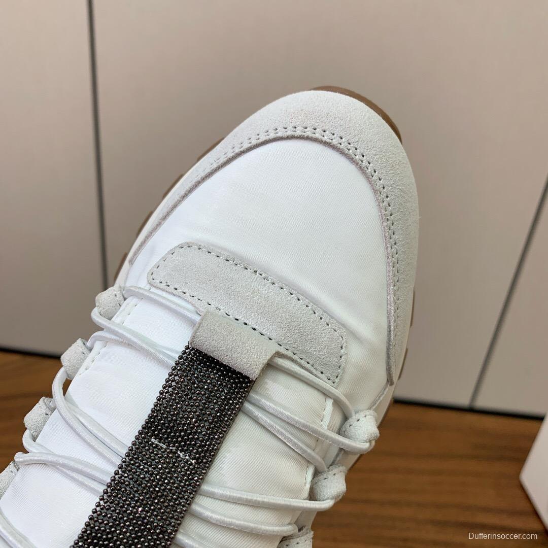 2025 Men Brunello Cucinelli White Leather Casual Sneakers