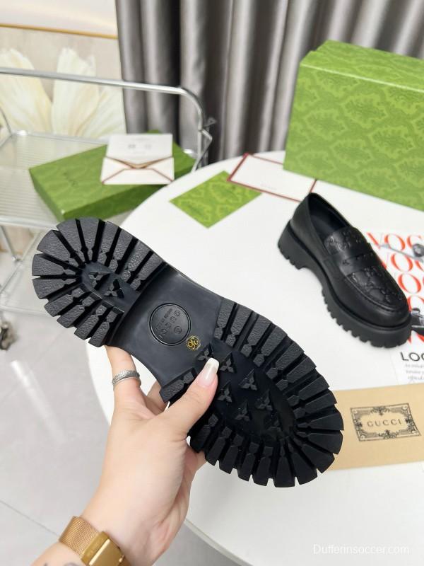 2024 Women Gucci Black Leather Loafers MJ00320