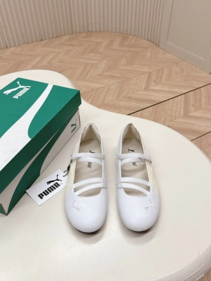 2025 Women PUMA White Leather Ballet Style Shoes