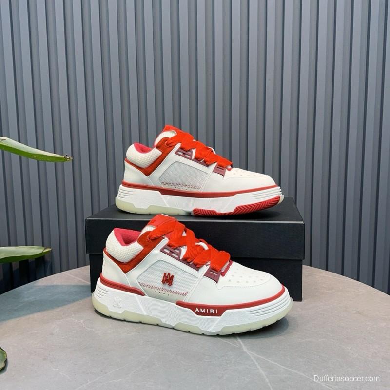2024 Unisex Amiri White Red Leather Sneakers MJ00360