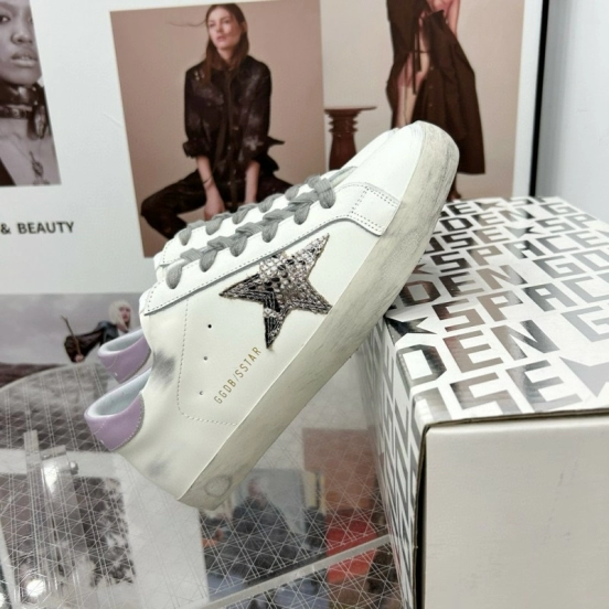 2025 Women GGDB White Grey Leather Sneakers