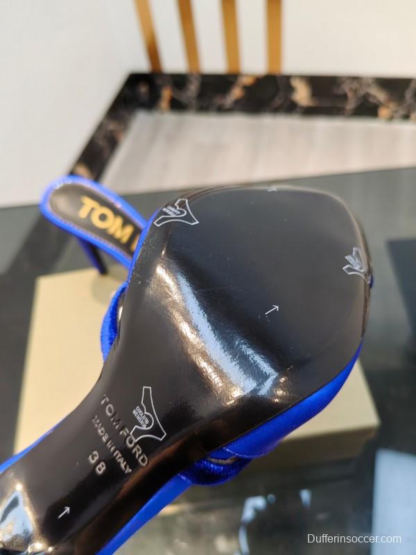 2025 Women TOM FORD Blue Velvet High Heel Mules