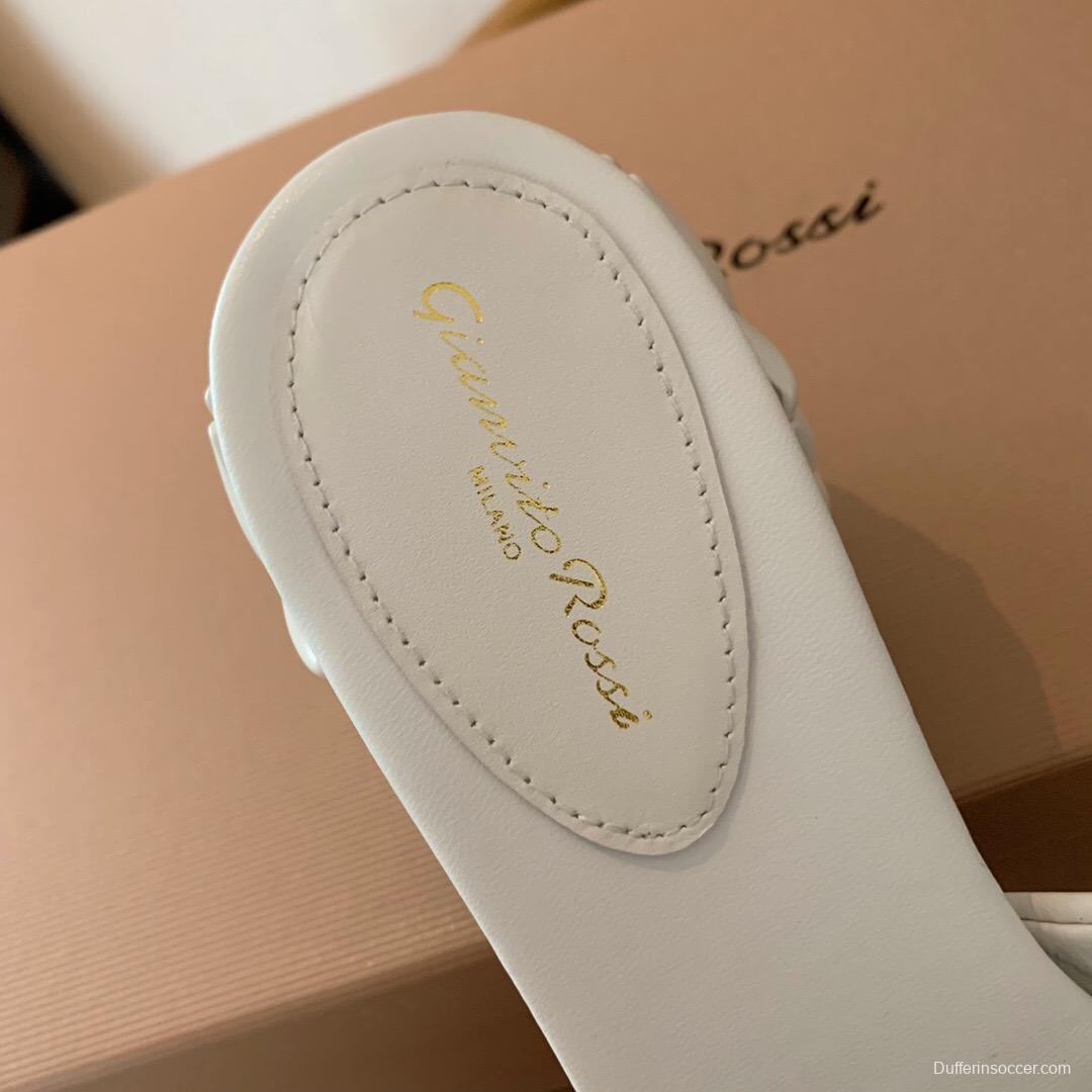 2025 Women Gianvito Rossi White Leather Slippers KFY00260