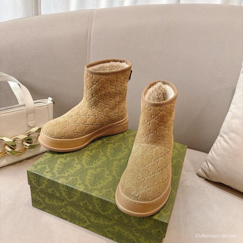 2024 Women Gucci Beige Suede Snow Boots MG00350