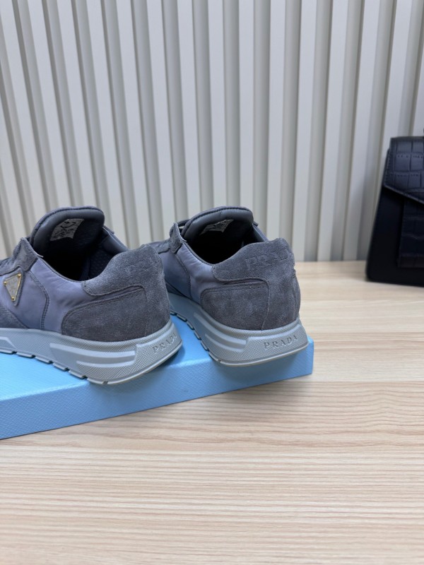 2025 Women Prada Grey Suede Leather Sneakers LY00300