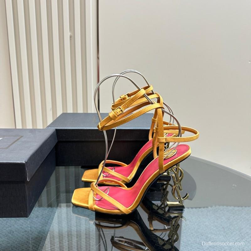 2025 Women Yves Saint Laurent Yellow Leather Sandals