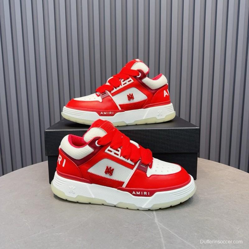 2024 Unisex Amiri埃米尔 Red White Leather Mesh Sneakers MJ00360