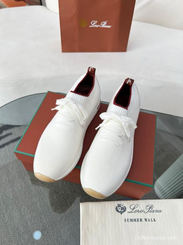 2024 Men Le Parmentier White Wool Blend Knit Sneakers MJ00330