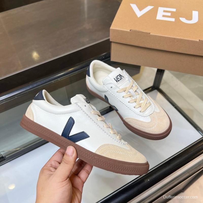 2025 Women VEJA White Beige Navy Suede Leather Casual Sneakers MJ00251