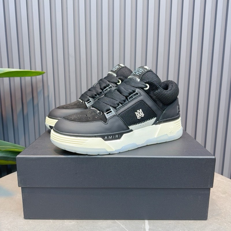 2024 Unisex Amiri Black Mesh Leather Sneakers MJ00360