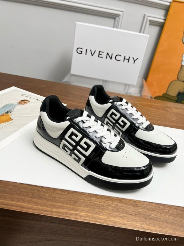 2024 Unisex Givenchy Black White Silk Calfskin Low Top Running Sneakers MJ00380