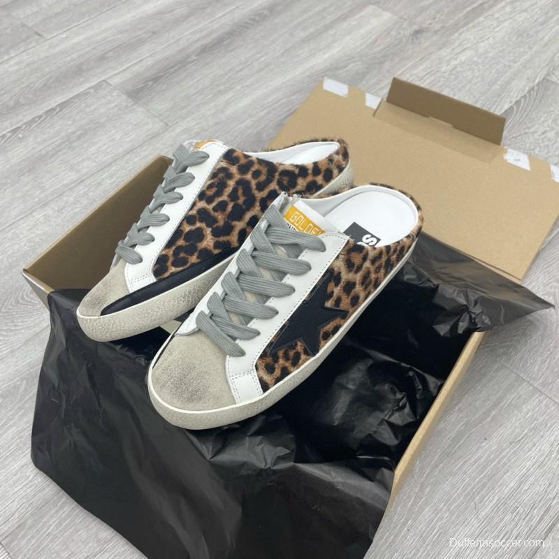 2025 GGDB White Black Leopard Print Suede Leather Slip-On Sneakers
