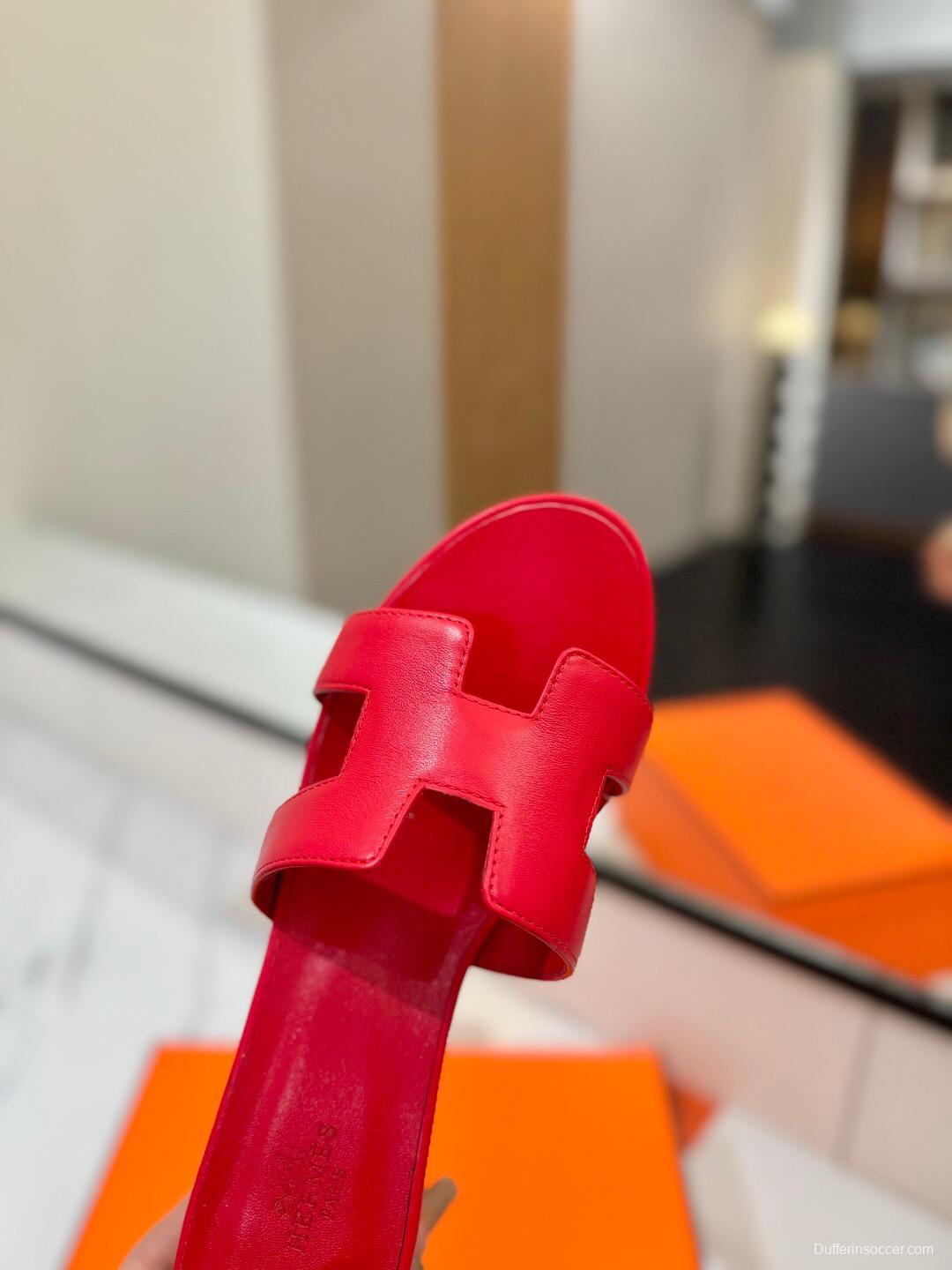 2025 Women Hermès Red Leather Heels