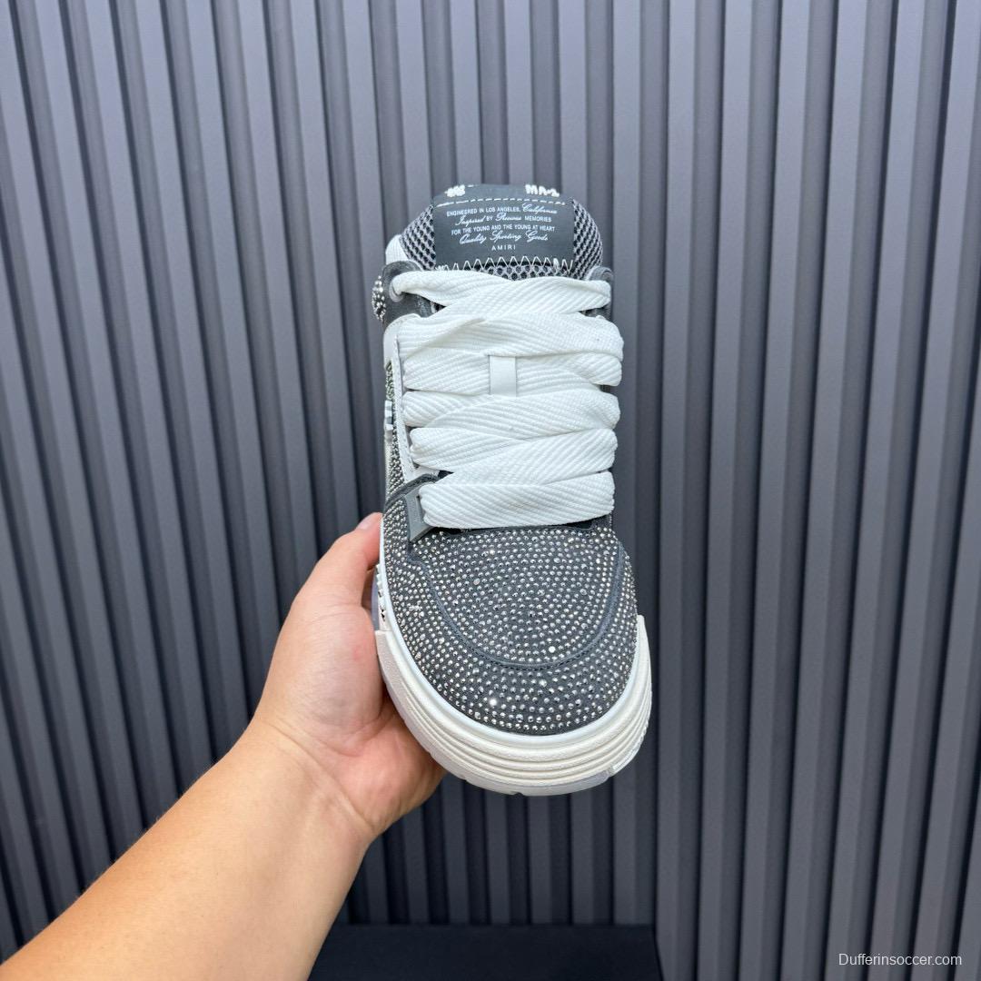 2024 Unisex Amiri Black White Leather Suede Sneaker MJ00410