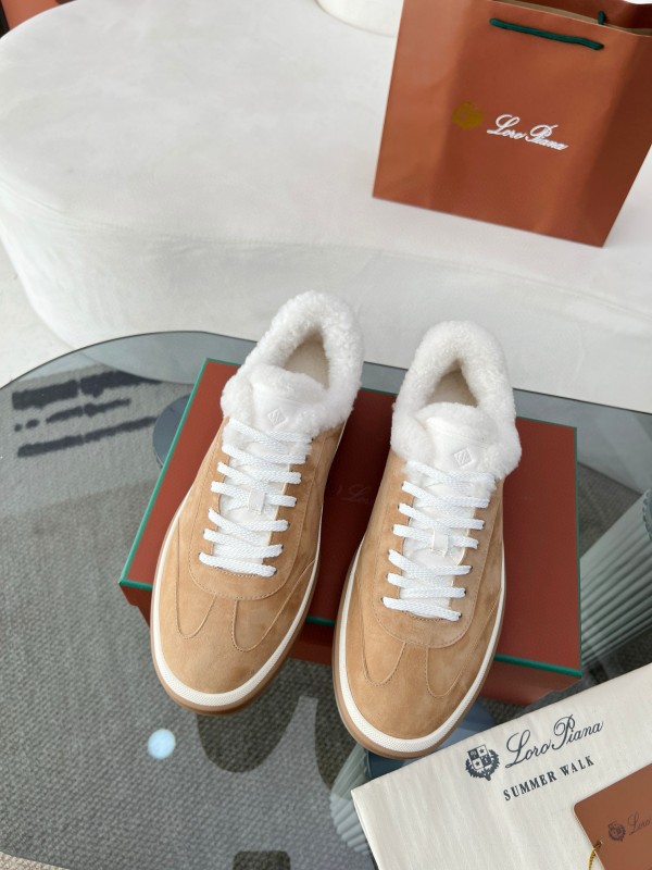 2024 Women LP Kummel Brown Suede Shearling Low-top Sneakers MJ00350