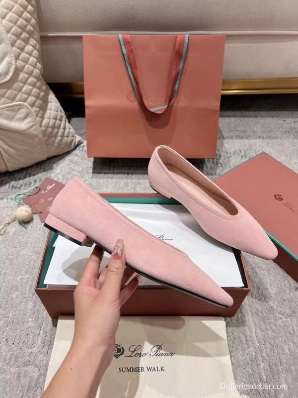 2025 Women LP Pink Suede Ballet Flats LY00300