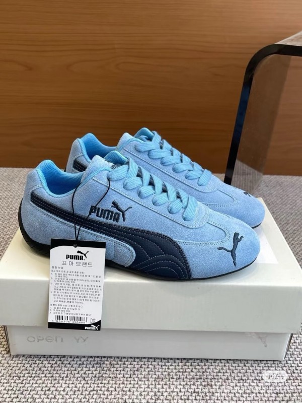 2025 Women Puma Light Blue Black Suede Casual Sneakers KFY00260