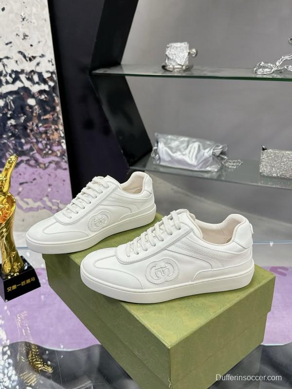 2024 Unisex Gucci White Leather Suede Sneakers MJ00310
