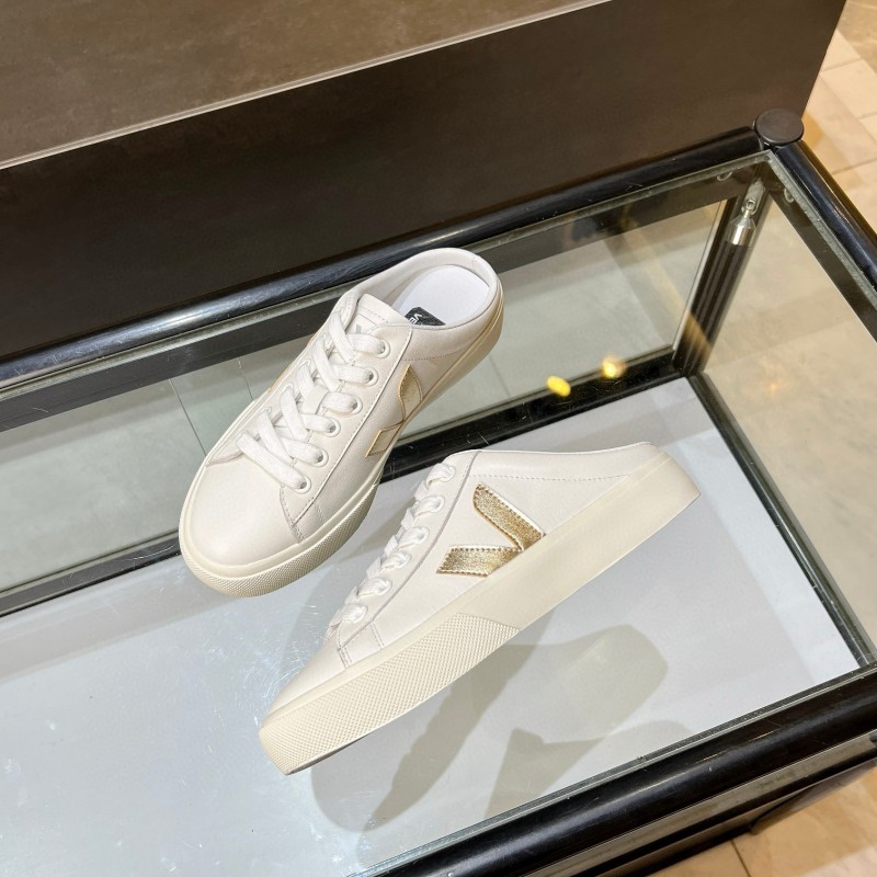 2025 Women VEJA White Canvas Leather Sneakers Slip-On Casual MJ00240