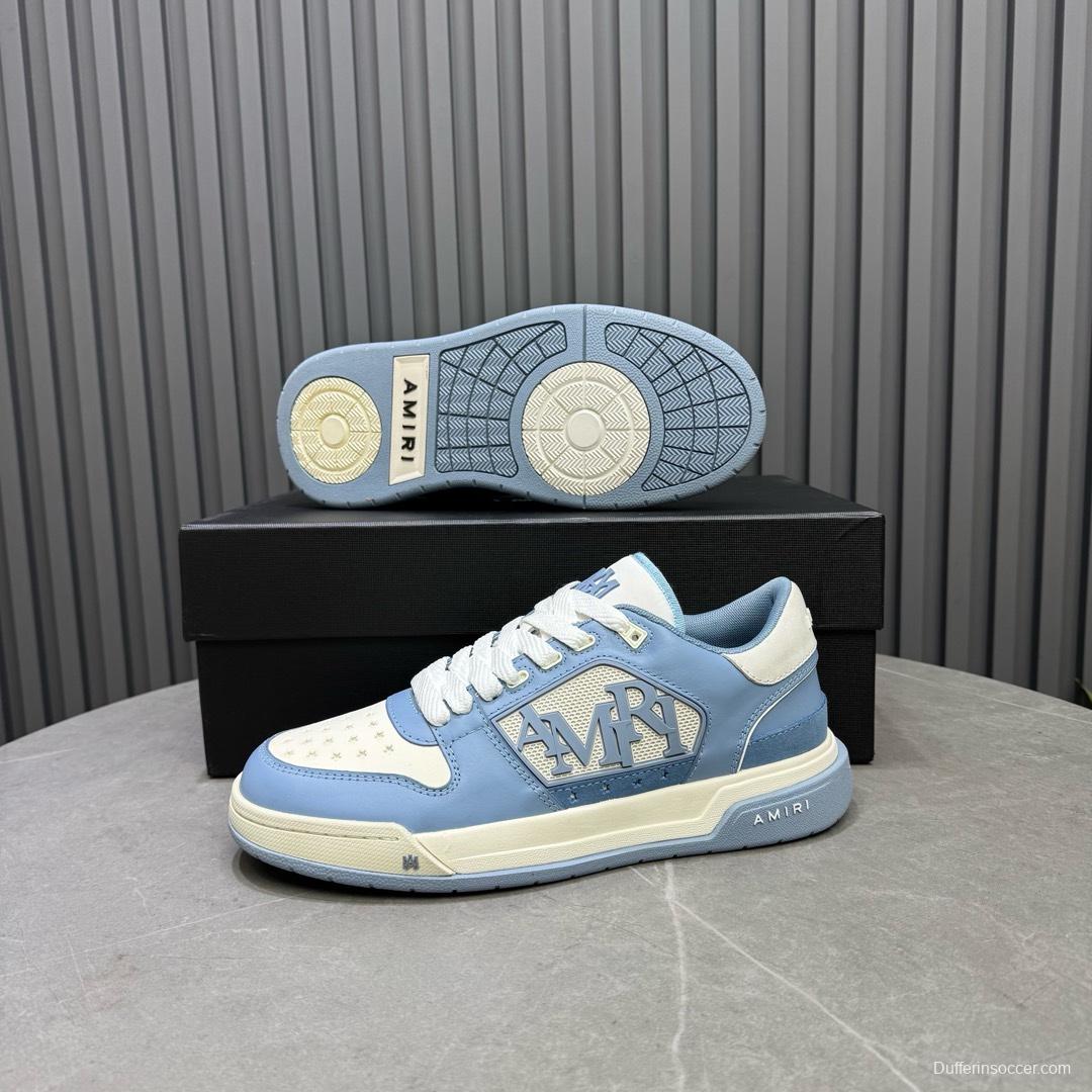 2025 Unisex Amiri Blue White Leather Sneakers MJ00360