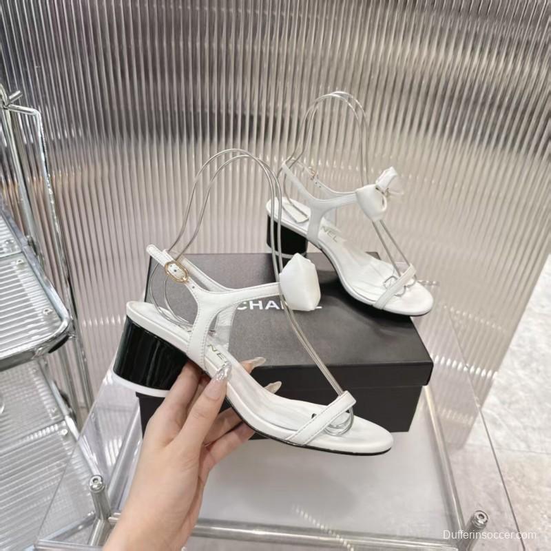 2025 Women Chanel White Leather Sandal Bow LY00260