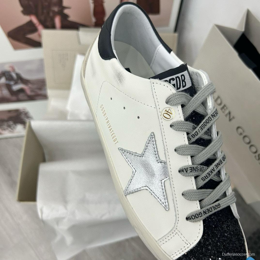 2025 Women GGDB White Black Glitter Leather Sneakers