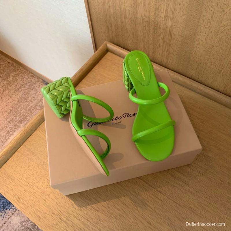2025 Women Gianvito Rossi Green Leather Slippers