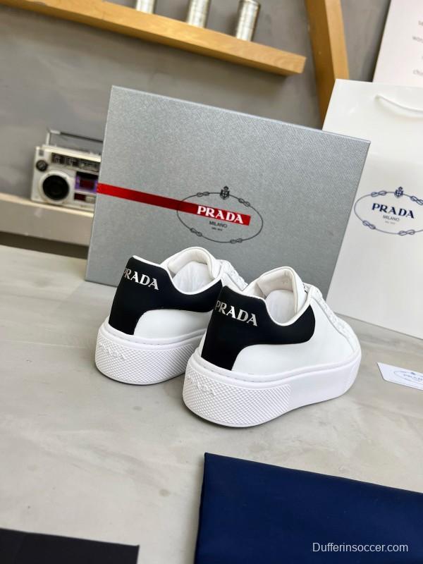 2024 Unisex Prada White Black Leather Sneakers MJ00310