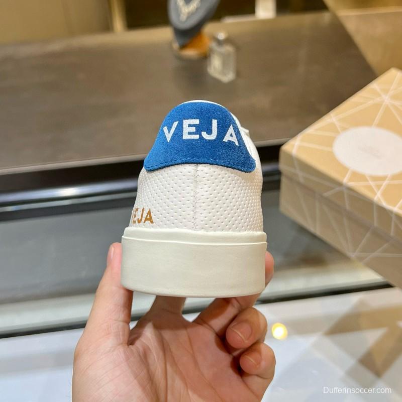 2025 Unisex VEJA White Blue Leather Canvas Sneakers MJ00240