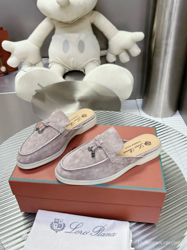 2024 Slippers LP Gray Suede Leather Mule Slippers