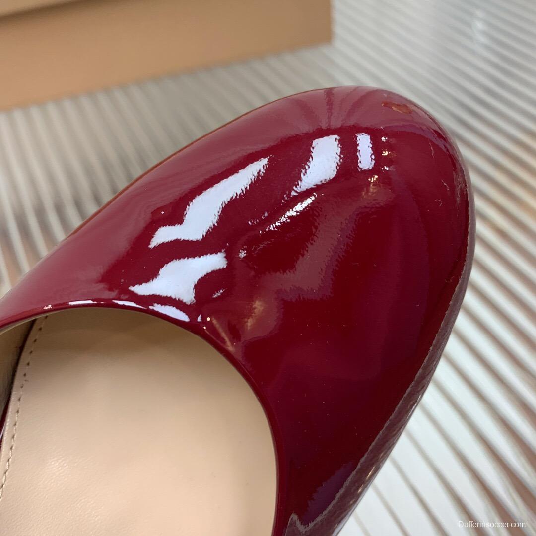 2025 Women Gianvito Rossi Burgundy Patent Leather Platform Sandals