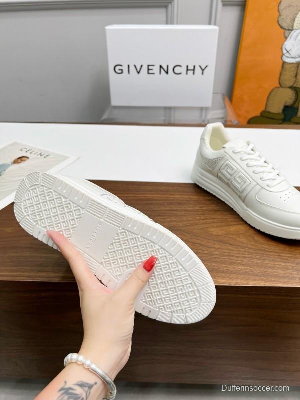 2024 Unisex Givenchy White Silk Calf Leather Patent Leather Sneakers MJ00380