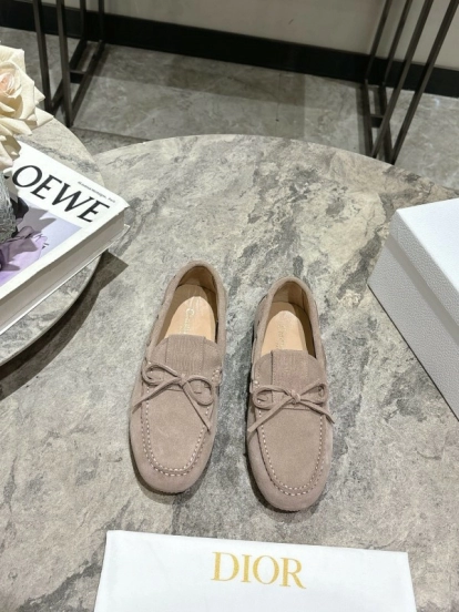 2025 Women Dior Beige Suede Loafers