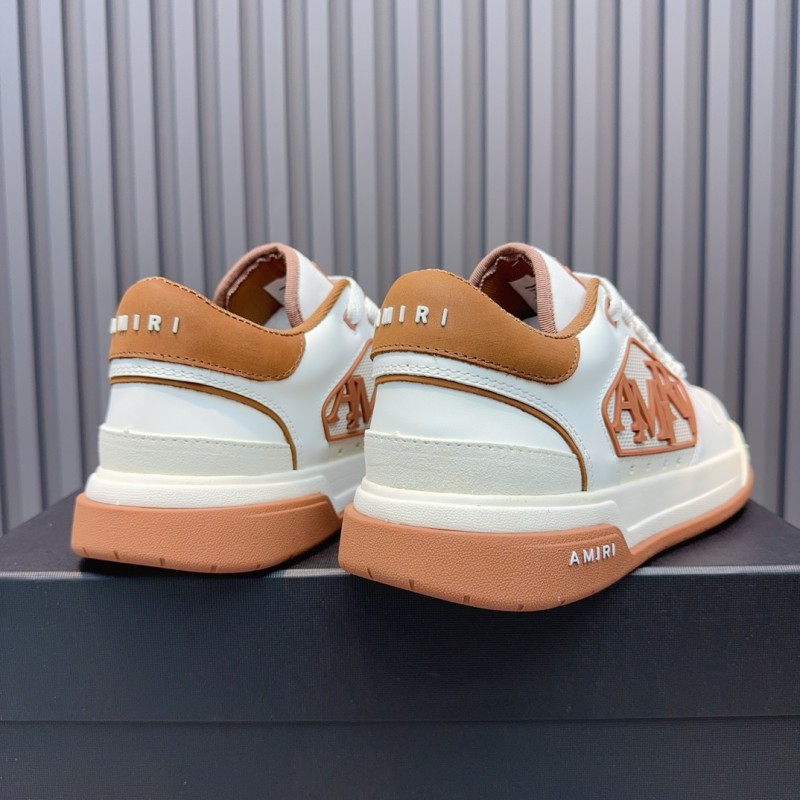 2025 Unisex Amiri White Brown Leather Sneakers MJ00360