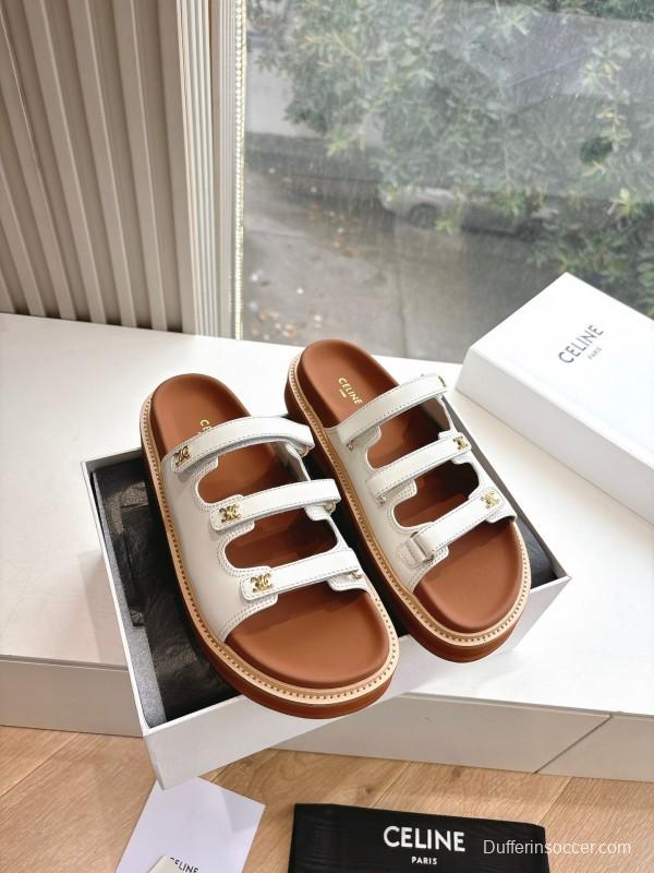 2025 CELINE White Leather Sandals