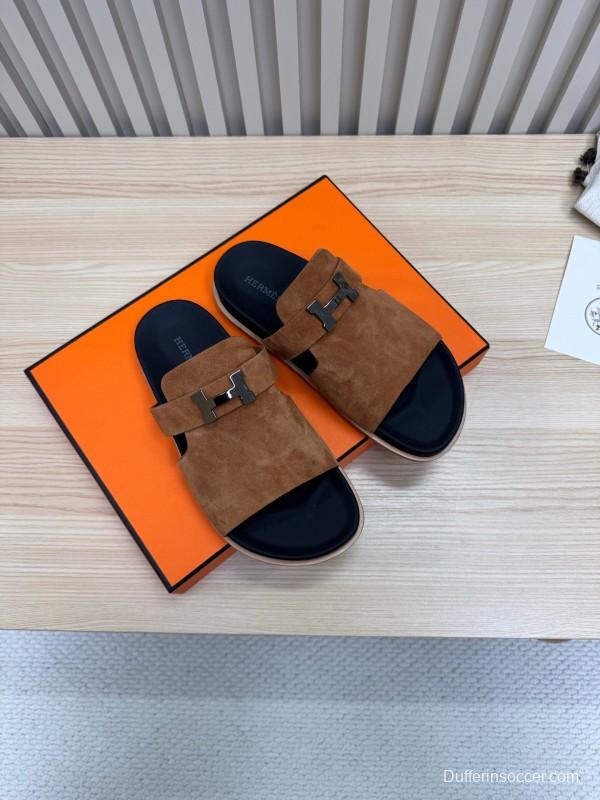 2025 Slippers Hermès Brown Suede Slippers