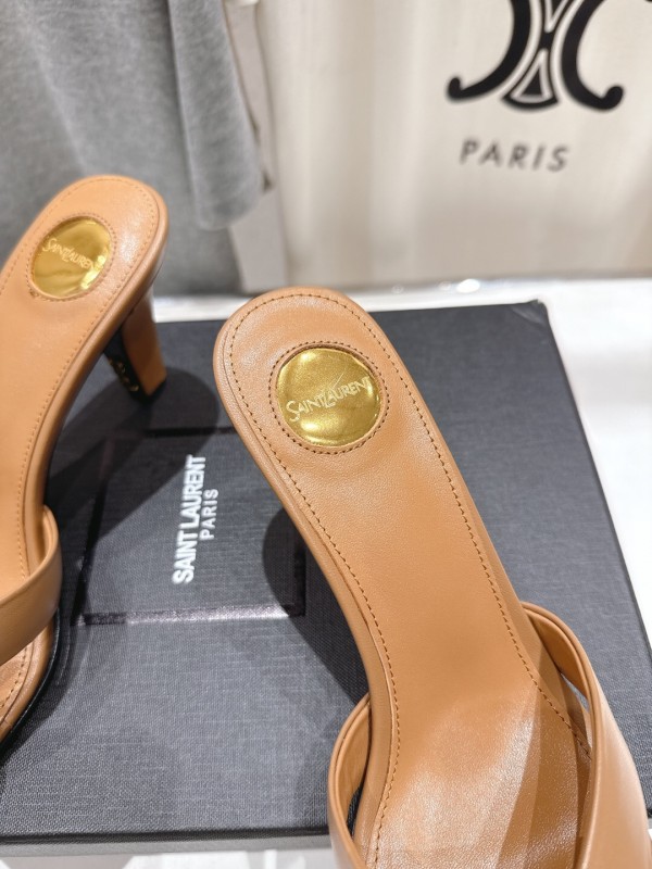 2025 Women Yves Saint Laurent Beige Leather High Heels