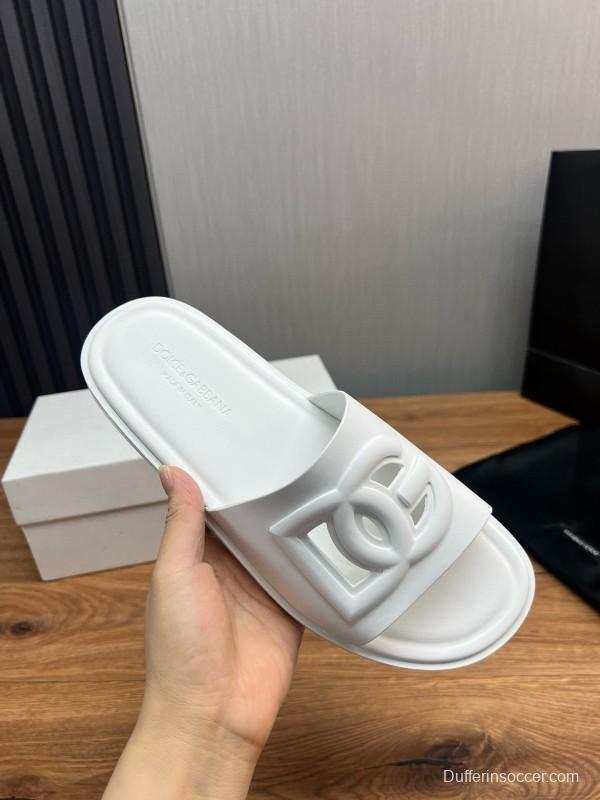 2025 Dolce & Gabbana White Rubber Slippers