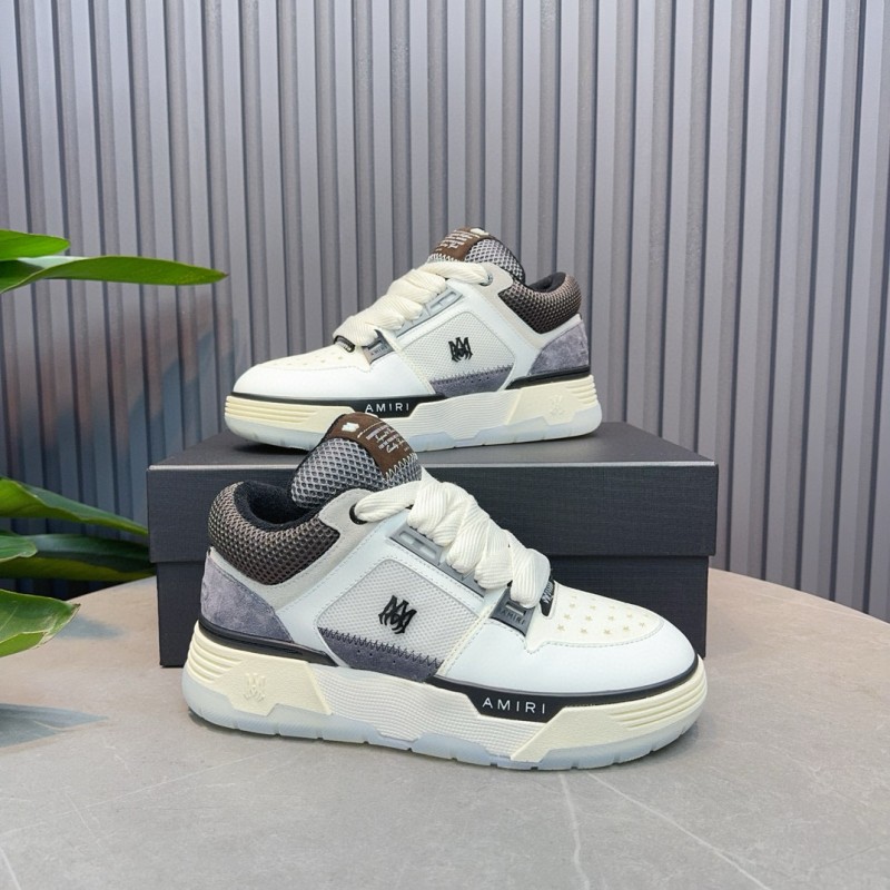 2024 Unisex Amiri White Grey Mesh Suede Sneakers MJ00360