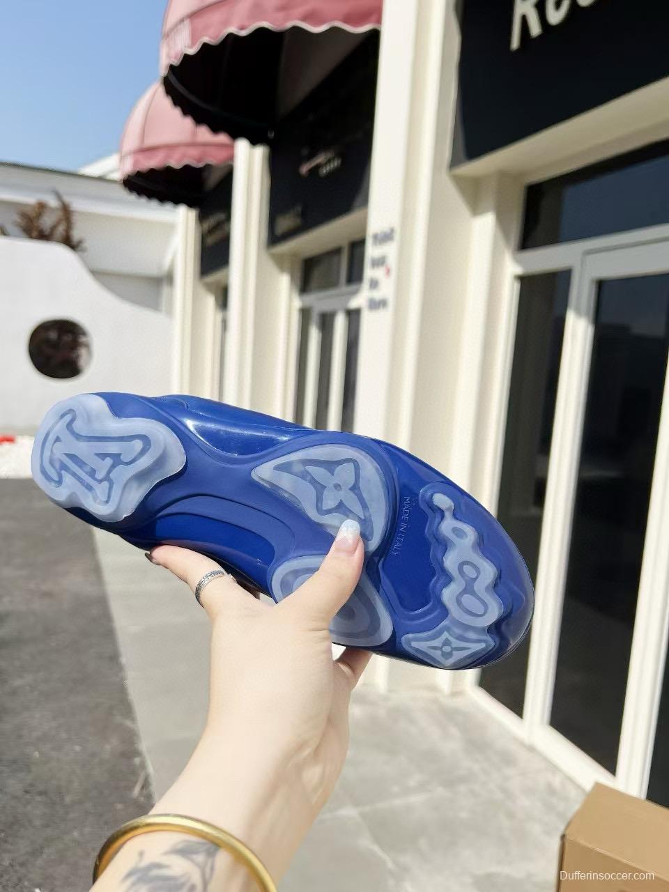 2025 Unisex Louis Vuitton Blue Leather Sneakers MJ00380(F/M)