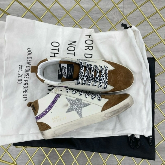 2024 Unisex GGDB white brown suede leather glitter star sneakers MJ00300